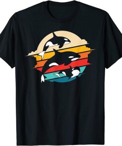 Cute Retro Orca Graphic Killer Whale Family T-Shirt