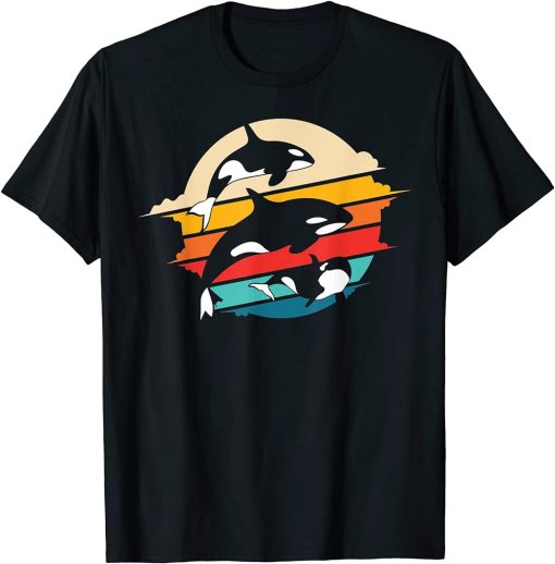 Cute Retro Orca Graphic Killer Whale Family T-Shirt