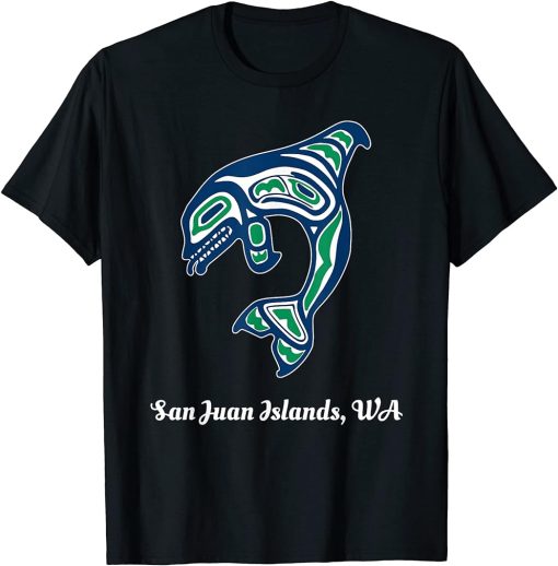 Green Native American San Juan Islands WA Orca Killer Whale T-Shirt