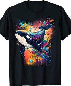 Colourful mystical orca whale watching dolphin pottwhale orca whale T-Shirt