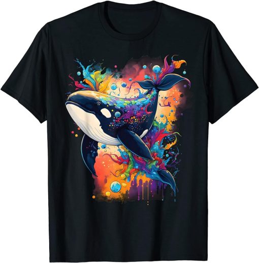 Colourful mystical orca whale watching dolphin pottwhale orca whale T-Shirt