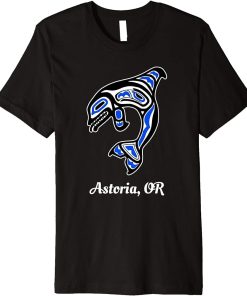 Blue Native American Astoria OR Tribal Orca Killer Whale Premium T-Shirt