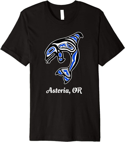 Blue Native American Astoria OR Tribal Orca Killer Whale Premium T-Shirt