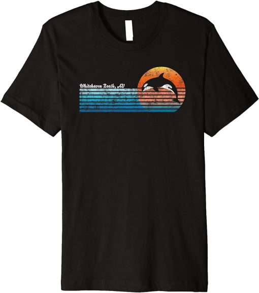 Vintage Whitehaven Beach, Retro 80s Orca Sunset Premium T-Shirt